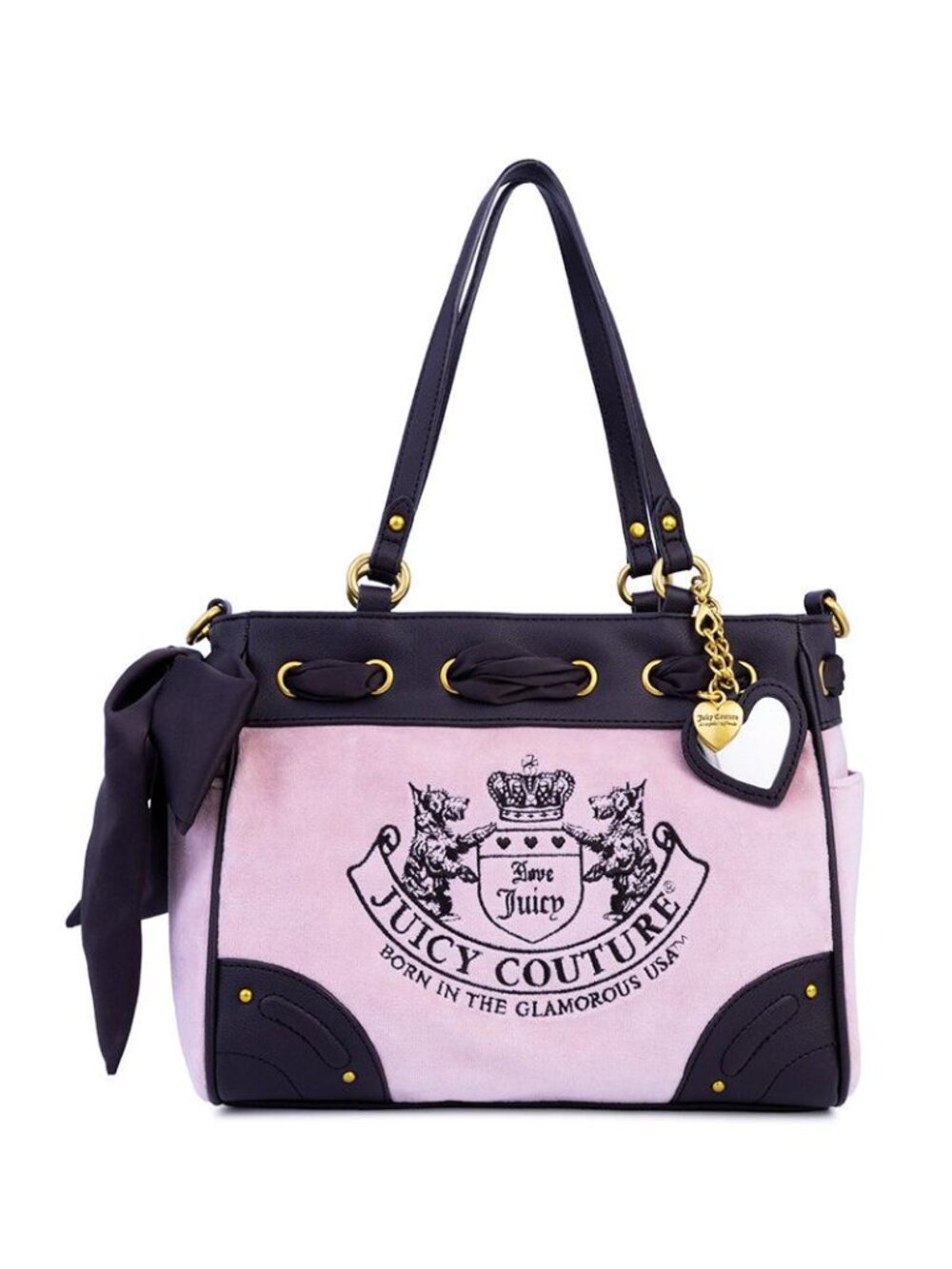 Juicy Couture Heritage Core Medium Tote Bag Dusty Blush Pink Chocolate Brown
